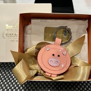 Coach Pink Leather Pig Keychain